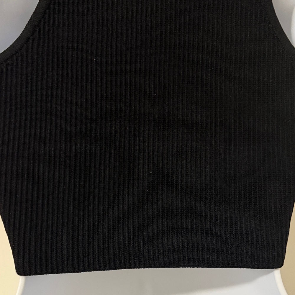Babaton Black Ribbed Crop Top - Picture 9 of 15
